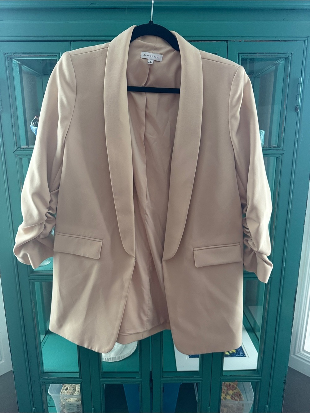 Gianni Bini Jemma Cream Shawl-Collar Open Blazer EUC